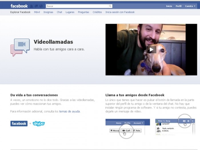 Facebook permitirá realizar videollamadas